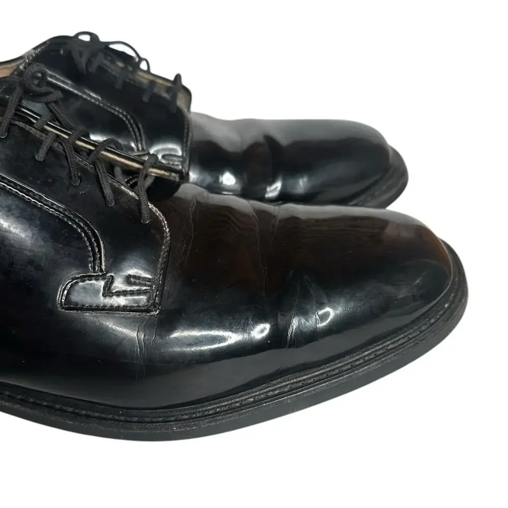 Vtg Weinbrenner Faux‎ Black Patent Mens Lace Up Dress Shoes USA Derby Size 12 D